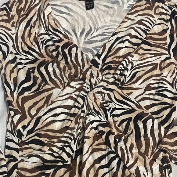 Cable & Gauge Zebra Print V-Neck Blouse - Picture 3 of 4